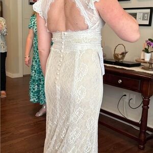 Azazie Lace Wedding Dress in Cream
